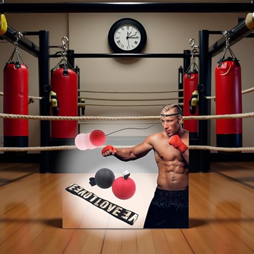 Red Boxing Reflex Ball - Improve Reaction Speed and Hand Eye Coordination Training Boxing Equipment for Training at Home Reflex Ball with Adjustable Elastic Head Band Speed and Agility Training