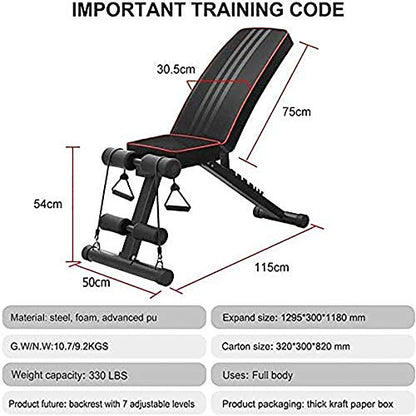 Weight Bench Adjustable Foldable Compact Workout Bench for Home Gym Multifunctional Bench Press Full Body Workout Equipment for Strength Training