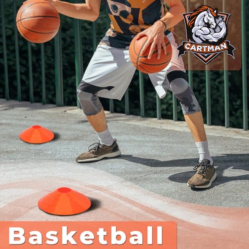 CARTMAN Plastic Training Cones (Set of 12/24 Pack 9" or 12/24 Pack 7" or 12/24 Pack Disc Cone) Agility Soccer Cones, Indoor Outdoor and Festive Events Field Marker Agility Cones - style: Disc 24pk