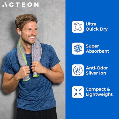 Microfiber Gym Towels 5 Pack, Quick Dry Silver ION Odor-Free Sweat Towel, Super Absorbent Fast Drying for Men & Women, Workout, Yoga, Running, Hiking, Travel – 16x30.5 Inch