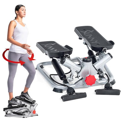 Sunny Health & Fitness Twist Stair Stepper with Resistance Bands - color: Grey