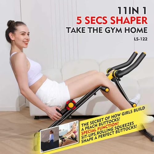 Foldable Ab Workout Machine for Home Gym – Adjustable Core & Waist Trainer for Women, Full Body Abdominal Exercise Equipment with Resistance Bands & LCD Display