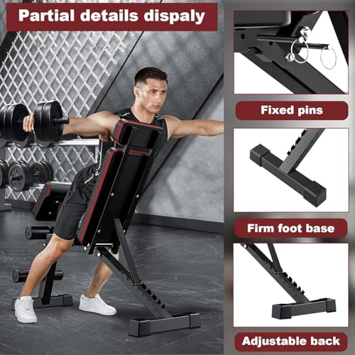 2026 ALSO GO New Adjustable Weight Bench, Workout Benches with Leg Extension, Foldable Incline Decline Bench Press, Roman Chair, Full Body Strength Training Equipment for Home Gym - color: Charcoal