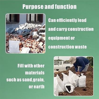 50 Pack Empty Sandbags with Ties,14x26 inches Woven Polypropylene Sand Bags(White)