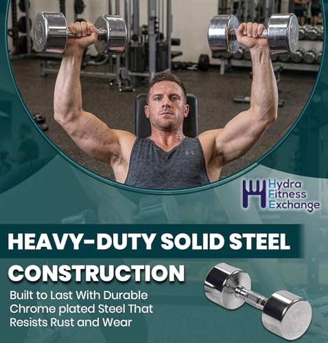 Professional Chrome Dumbbell with Ergo Grip, Heavy-Duty Solid Steel Knurled Handles Hand Weights for Exercise Muscle Toning Home Gym Workout and Training - 2.5 LB - 50 LB Pack of 1, 2 & 4