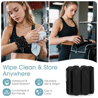 Wrist Weights – Ankle Wrist Weights for Women & Men – Adjustable Weighted Bangles Set (1 lb Each) | Arm and Leg Weights for Yoga, Pilates, Running & Walking - color: Black