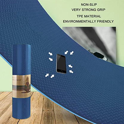 Yoga Mat 1/3" (8mm) Thick Non-Slip, Women Men Fitness & Exercise Mat, 72"Lx24"W Eco-Friendly TPE Workout Mat with Carrying Strap for Yoga, Pilates, Home Gym, Floor Exercises