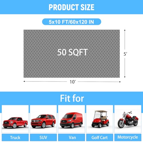 5x10 FT Garage Floor Mat, 2.8mm Thickened Diamond Plate - color: Gray, size: 5x10 FT