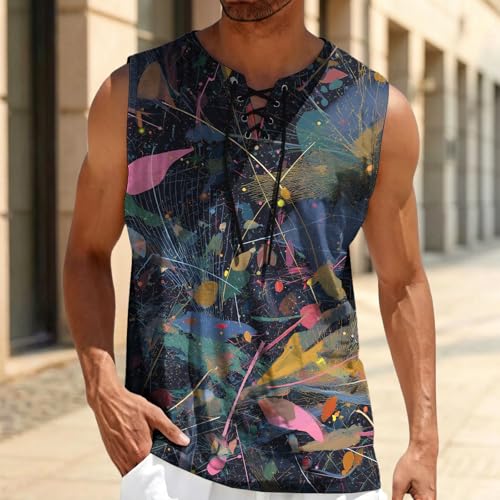 domirica Mens Summer Casual Sleeveless Shirts Plus Size Oversized Trendy Lightweight Pull On Tank Top