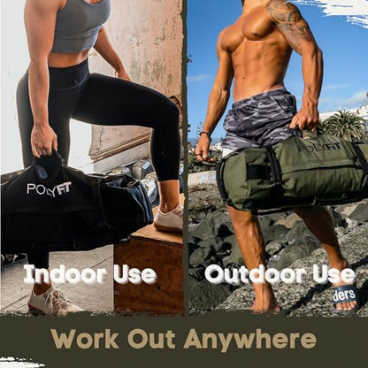 Polyfit Classic Sandbag - Workout Sandbag with 8 Gripping Handles - color: GREEN, size: Small (10-50lbs)