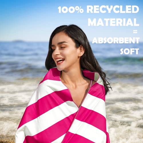 Your Choice Microfiber Beach Towel Sand-Free Quick Dry (67"x35"/60"x30") - color: O-rose Red Stripes, size: Large(60x30")