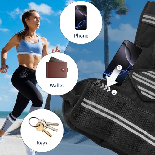 Adjustable Weight Vest for Home Gym，Wearable Weighted Vest for Jogging,Walking, Running with Reflective Strips and Mesh Pockets