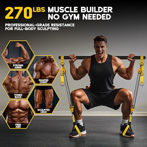 HOXWC Heavy Pilates Equipment, Portable Pilates Bar Kit with Resistance Bands, Professional Adjustable Squat Workout Equipment for Men, Home Gym Muscle Strength Training, Full Body Exercise - style: 330lbs