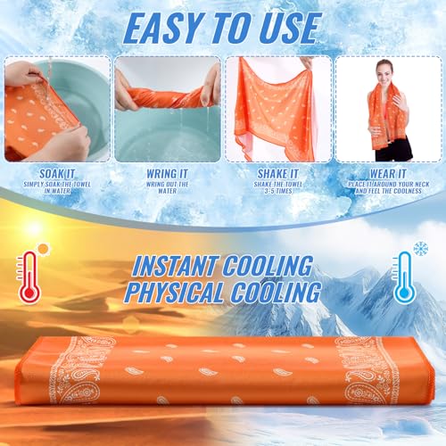 10 Pack Paisley Cooling Towels 40"x12" Microfiber Ice Towels Bulk for Neck & Face Summer Quick-Dry Sweat Rags for Gym Yoga Golf Running Sport Hot Weather Gifts