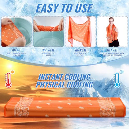 10 Pack Paisley Cooling Towels 40"x12" Microfiber Ice Towels Bulk for Neck & Face Summer Quick-Dry Sweat Rags for Gym Yoga Golf Running Sport Hot Weather Gifts