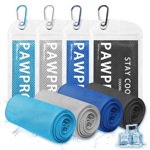 4 Packs Cooling Towels for Neck and Face(40"x12"), Soft Breathable Cooling Towel with Waterproof Bag & Carabiner,Microfiber Cooling Towels for Yoga, Sport,Gym,Camping (Multicolor-1) - color: Multicolor-1