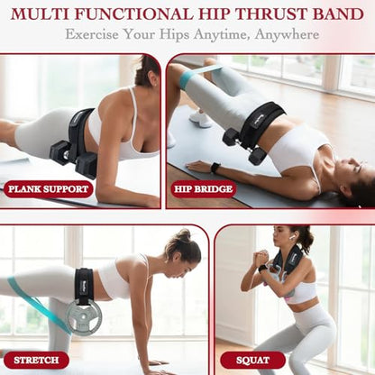 Seektop Adjustable Hip Thrust Belt Slip-Resistant Padding Booty Belts for Glutes - Fits Dumbbells Kettlebells Plates Up to 400 LBS for Gym Home & On-The-Go Workouts