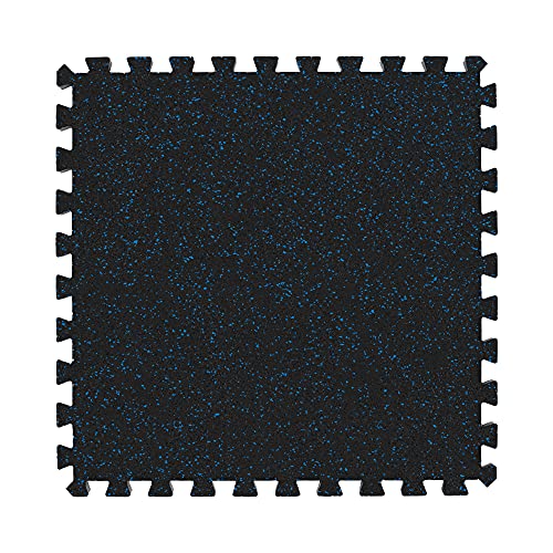IncStores Impact Foam Rubber Floor Tiles, Interlocking Home Gym Floor Matts for Weight & Workout Equipment Room Padding, 2'x2' Tiles - color: Blue 10%, size: 16 - 3/4" Tiles (64 Sqft)