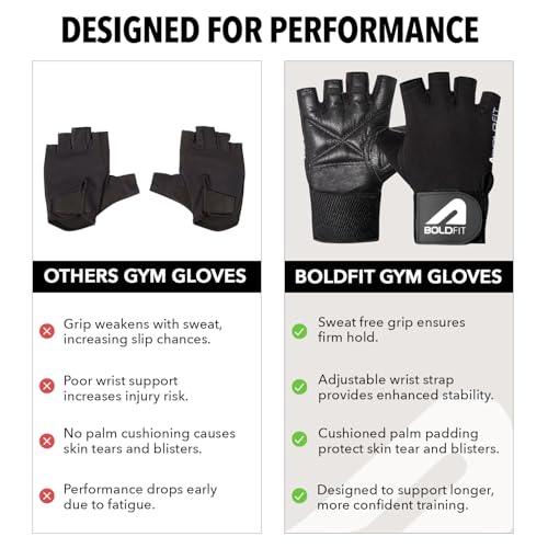 Boldfit Gym Gloves for Men & Women with Wrist Support Accessories for Weightlifting, Training, Exercise, Cycling Gloves, Bike Riding Gloves - size: Large (L)