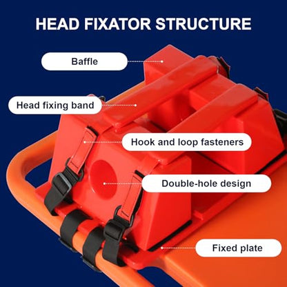 Emergency Foldable Spine Board Stretcher Kit with Head Immobilizer, Neck Brace, Spider Straps, Orange PE 2-Fold Water Floating Stretcher for First Responders & Emergency Services (2 Folds) - size: 2 Folds