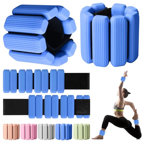 Wrist Weights, 2Pack Adjustable Wearable Wrist Ankle Weights for Women/Men, Silicone Wrist Bangles for Walking, Yoga, Pilates, and Gym, Arm & Leg Workout, 2lb - color: Blue