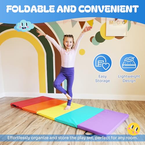 New Bounce Tumbling Mat for Kids - Gymnastics Mat - Folding Exercise Tumble Mat for Home Gyms - color: Tumbling Mat