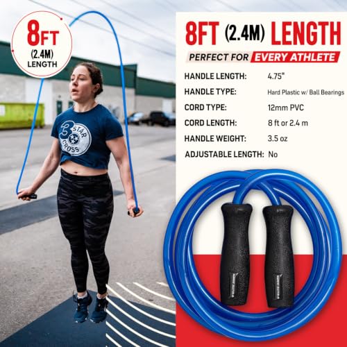 Elite Jumps Muay Thai 2.0 Weighted Jump Rope - Designed for High-Intensity Training, Muay Thai, & MMA Workouts - Heavy 1.3lb PVC Jump Ropes for Fitness - color: Blue - 8FT