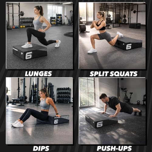 Philosophy Gym Soft Foam Plyo Box, Stackable Plyometric Jump Box for Home Gym, HIIT, Jumps, Step-Ups, Agility and Strength Training
