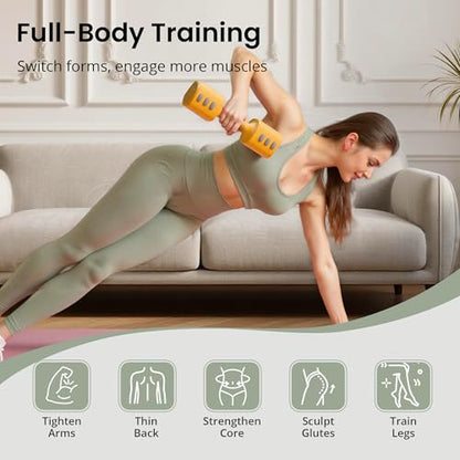 2-in-1 Adjustable Dumbbell Set for Women - 4 Levels (2.2lbs to 12.1lbs) - Home Gym Weights for Women at Home - Fitness Dumbbells - color: Orange