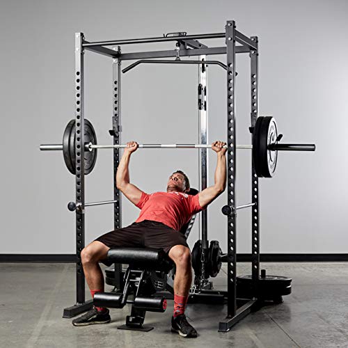 REP Fitness PR-1100 Power Rack Home Gym System, Squat Cage with Attachment Compatibility Multi-Grip Pull Up Bar, Adjustable J Cups, Extended Safeties, 700 lb Capacity, Strength Training Equipment - style: Power Rack + AB-3000 Incline/Decline Bench