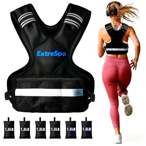 Adjustable Weighted Vest for Women and Men, 4-10lb/11-20lb/20-32lb Weight Vest with 6 Ironsand Weights, Body Weight Vest Exercise Set with Reflective Strip for Strength Training and Workout - size: 11-20lb