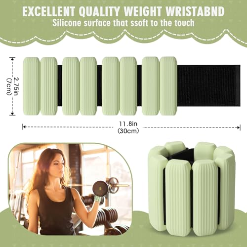 Wrist Weights, 2Pack Adjustable Wearable Wrist Ankle Weights for Women/Men, Silicone Wrist Bangles for Walking, Yoga, Pilates, and Gym, Arm & Leg Workout, 2lb - color: Green