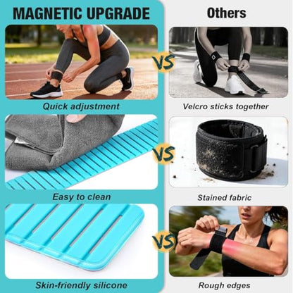 2 Pcs Adjustable Magnetic Ankle & Wrist Weights for Women & Men - 1lb Each, Perfect for Jogging, Swimming, Yoga, Cardio & Pilates