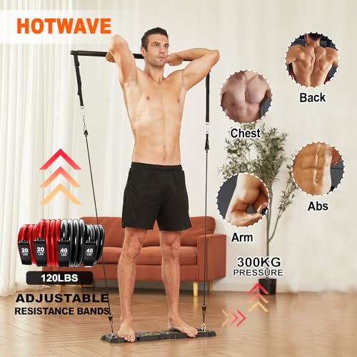 Portable Workout Equipment with 20 Gym Accessories, Push Up Board &Plank Trainer, Resistance Bands with Ab Wheel, Exercise at Home For Men and Women