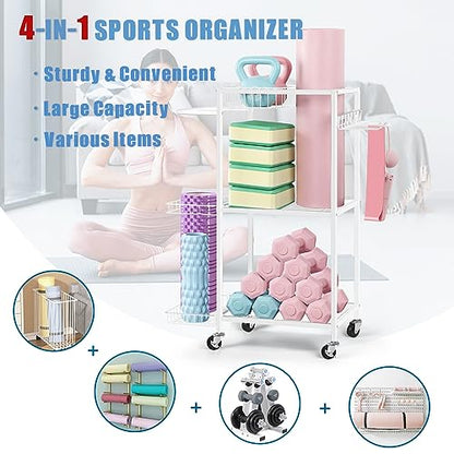 LIANTRAL Yoga Mat Storage Rack - Metal Gym Organizer for Yoga Mats, Foam Rollers & Fitness Equipment, Space Saving Workout Equipment Storage Rack for Home Exercise and Fitness Gear