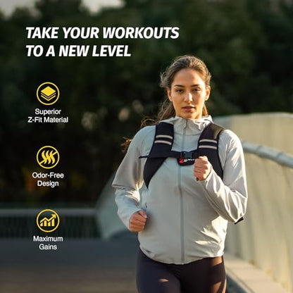 ZELUS Weighted Vest, Washable Z-Fit Soft Iron Weighted Vest for Women and Men, 5/10/15 lb Weight Vest with Reflective Strips & Adjustable Straps, Ultra Thin Weight Vest for Gym Strength Training (10lb) Dark