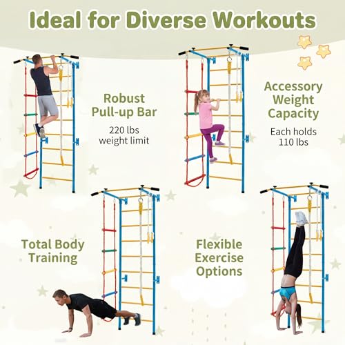 GLACER 5 in 1 Swedish Ladder, Indoor Jungle Gym with Pull Up Bar - style: 5 In 1