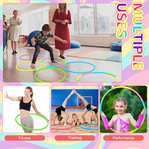Syhood 12 Pcs Hoops for Kids Plastic, Green, Pink, Yellow, Blue - color: Green, Pink, Yellow, Blue