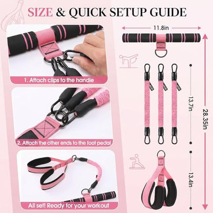 Upgraded Pedal Resistance Band with Handle,3 Tube Adjustable Resistance Bands(35/70/105 lbs),Foot Pedal Resistance Band for Abdomen,Core,Arm,Legs,Body,Resistance Bands for Women & Men