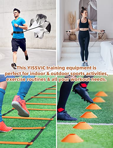 YISSVIC Agility Ladder 20 Feet 12 Adjustable Rungs Speed Training Equipment Set, Agility Ladder, Football Cones, Running Parachute, Jump Rope, Resistance Bands