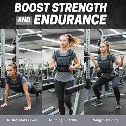 Adjustable Weighted Vest W/ Removable Iron Bars - 26lb Weight Vest For Men & Women W/Washable Liner & Cobra Style Buckle | 1000D Strength Training Workout Vests For Body Weight, Running, Walking & Crossfit Workout