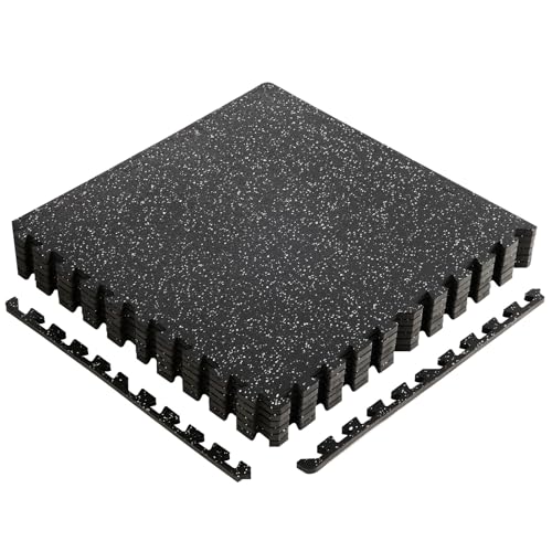 OLIXIS Interlocking Rubber Floor Tiles, 1/2 Inch Thick Non-Slip Gym Flooring Mats for Home Gym, Garage Floor Mats Protective Workout Room Tiles for Weight Lifting & Cardio, 6 Pcs