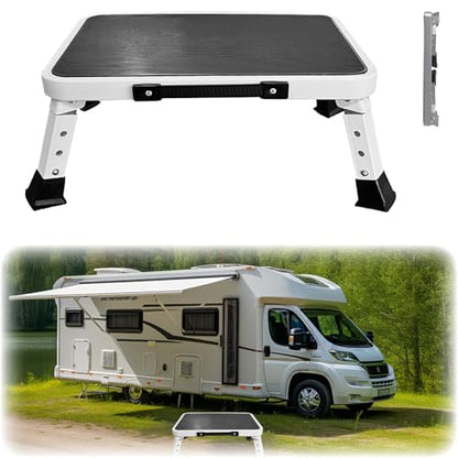 RV Step Stool Foldable Adjustable Step Ladder Sturdy Metal Stable Step Stool with a Non-Slip Platform Supports up to 500 lb with Non-Slip Rubber Feet