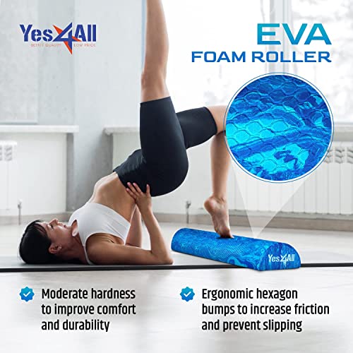 Yes4All Soft-Density Half PE Foam Roller 18 inch for Tissue and Muscle Massage, Back, Legs + Yes4All Medium-Density Half EVA Foam Roller 36 inch for Physical Activities & Muscle Massage