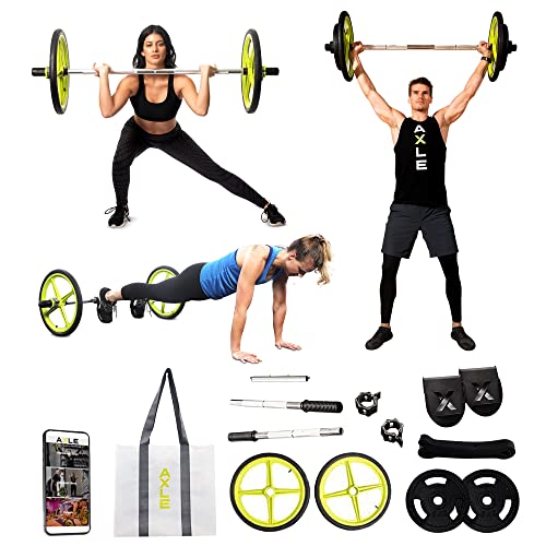 AXLE Home Gym Workout Barbells - Barbell Weight Set for Strength Training, Collapsible Equipment for Indoor & Outdoor Workouts for Men, Women, and Youth