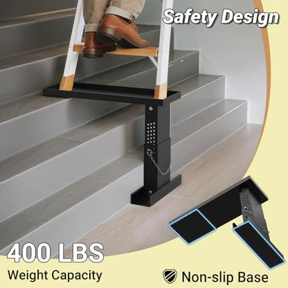 Ladder Extender for Stairs, Heavy-Duty Ladder Levelers for Extension Ladders, Non-Slip Design, 10.2"- 16.5" Adjustable Height, 20"L x 7.5"W Platform for Extension/Straight/Telescopic Ladders