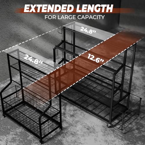 XL Dumbbell Rack Weight Stand - Upgraded 4-Tier Adjustable Weight Rack for Dumbbells, Home Gym Storage Rack for Yoga Mat Kettlebells, Workout Equipment Storage Organizer With Wheels and Hooks
