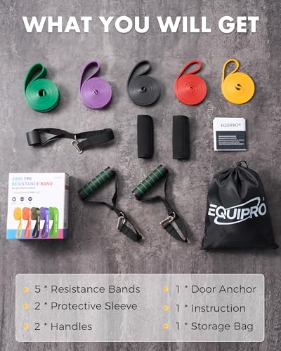 Resistance Bands, Exercise Bands, Resistance Bands for Working Out with Handles and Door Anchor, Workout Bands for Men Women with Protective Sleeve for Fitness Weights Work Out at Home