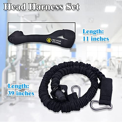J Bryant Neck Harness Head - Weight Lifting with Resistance Tube Bands - Door Anchor Set Adjustable Neck Training Strap Exercise Equipment - color: Black-M(20"-23")