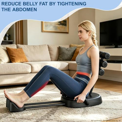 Ab Machine with Auto Rebound, Ab Workout Equipment with 3 Adjustable Resistance, Flodable Sit Up Exercise Foam Roller & Handle, Ab Crunch Machine with 330 Lbs Weight Capacity, for Home, Office, Core Strength, Stomach Workout (Black)